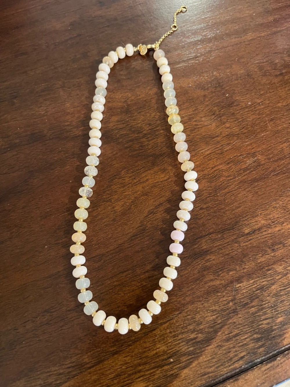 Handmade Beige & Opal Beaded Necklace - Elegant Women's Jewelry